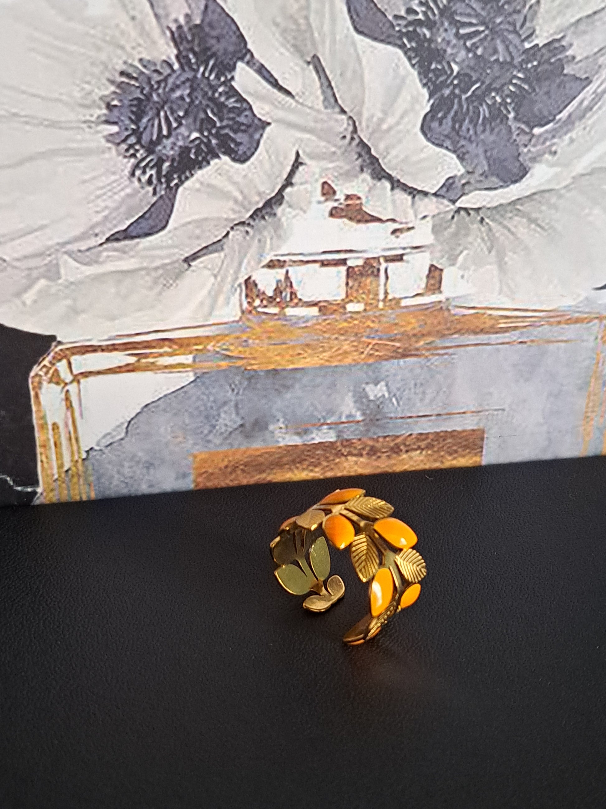 Bague motif "feuille"