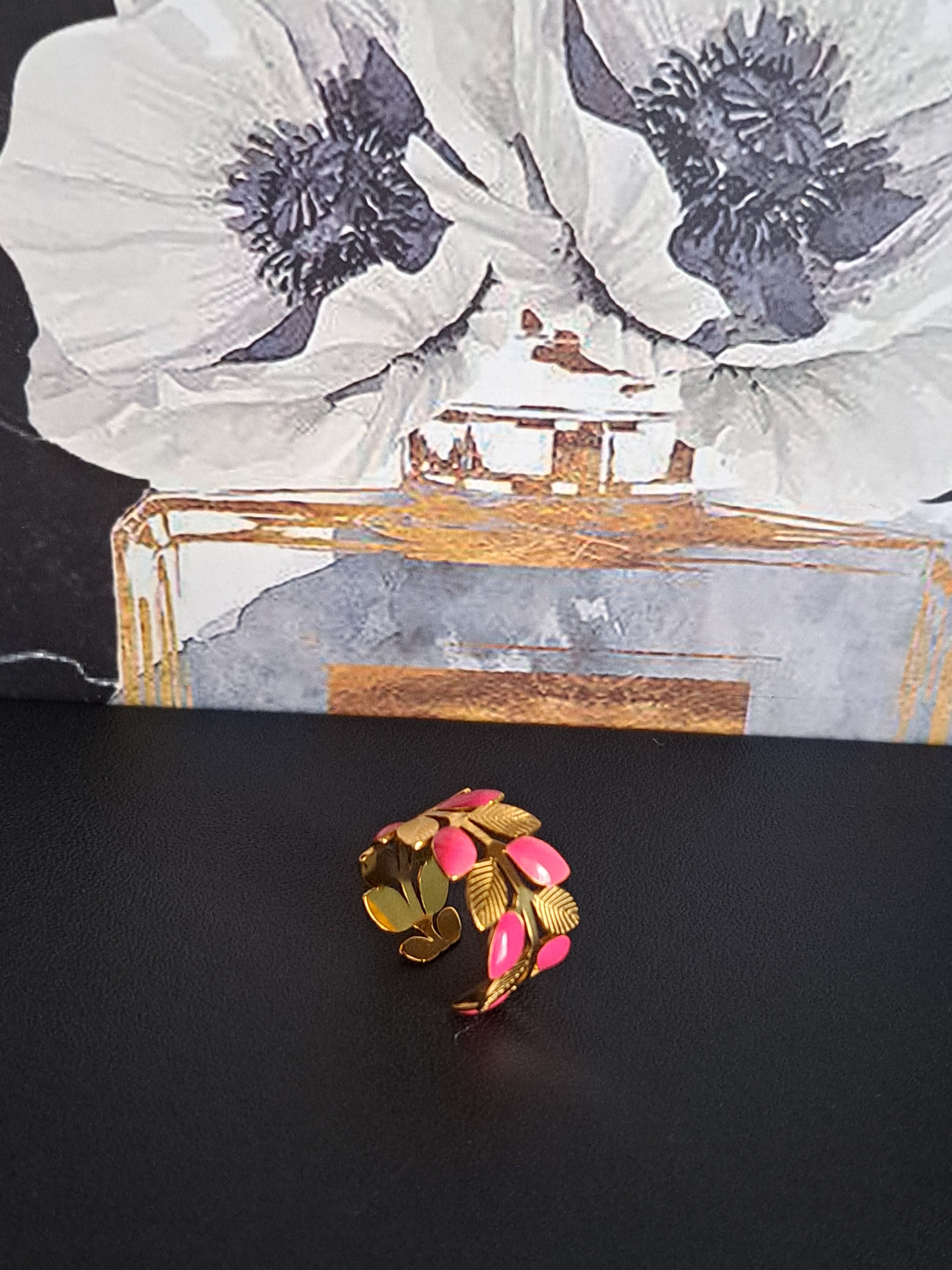 Bague motif "feuille"
