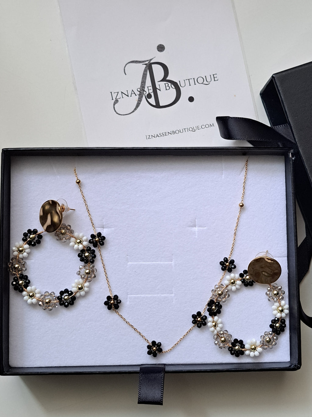 Collier+boucles d'oreilles "marguerite"