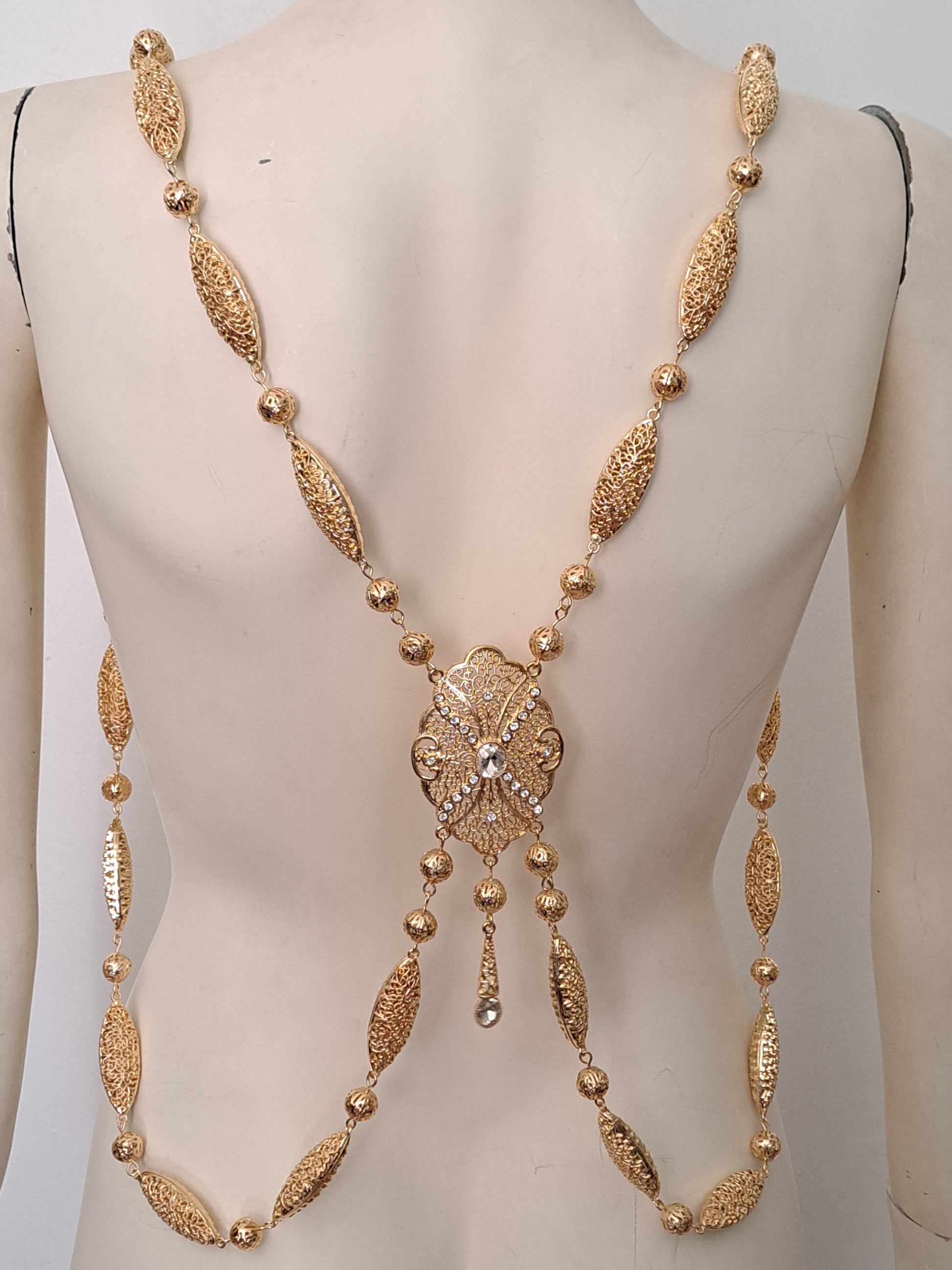 Bijoux de dos doré pour caftan- chaîne de dos