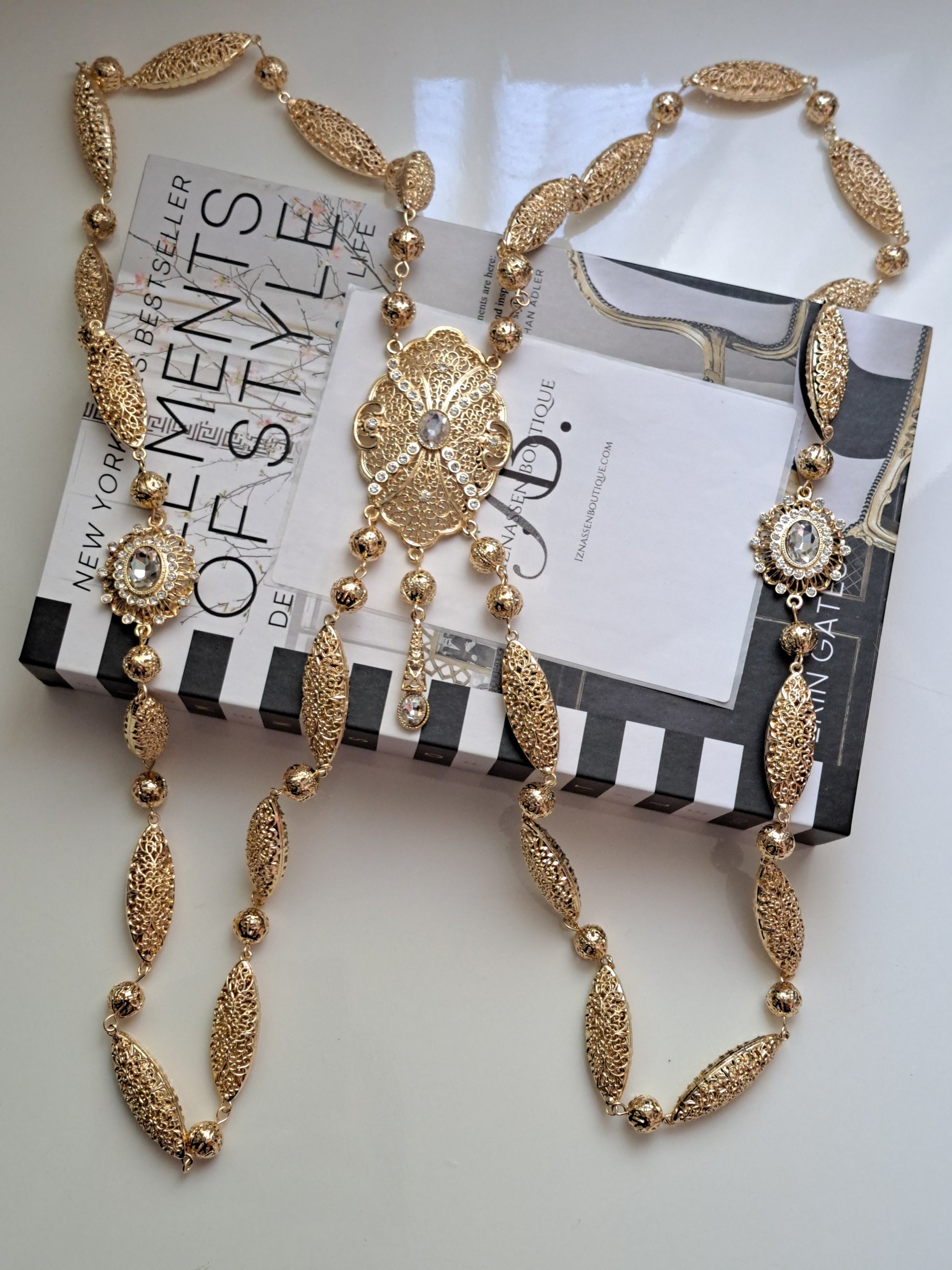 Bijoux de dos doré pour caftan- chaîne de dos