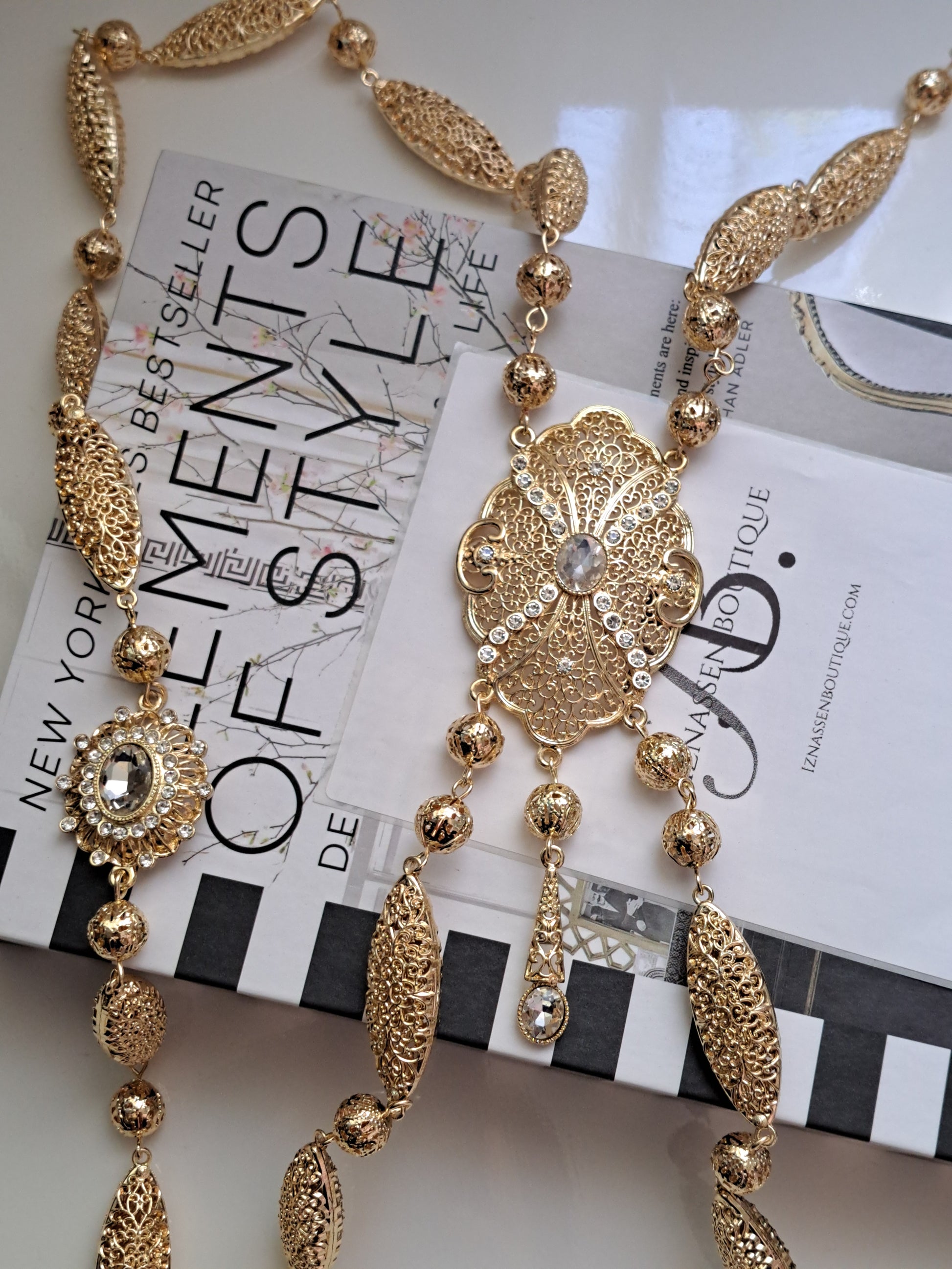 Bijoux de dos doré pour caftan- chaîne de dos