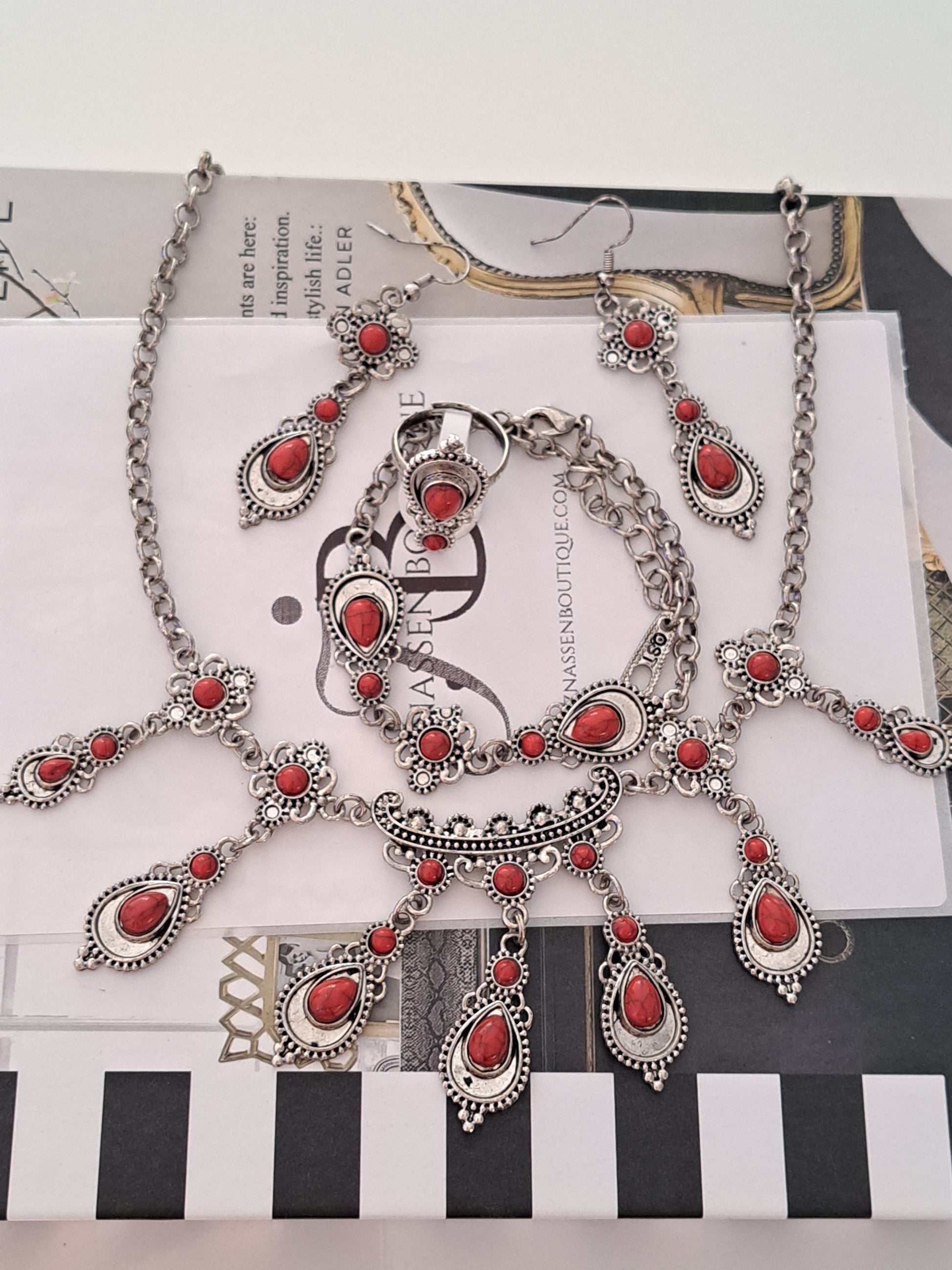 Parure 4 pièces kabyle "rouge"
