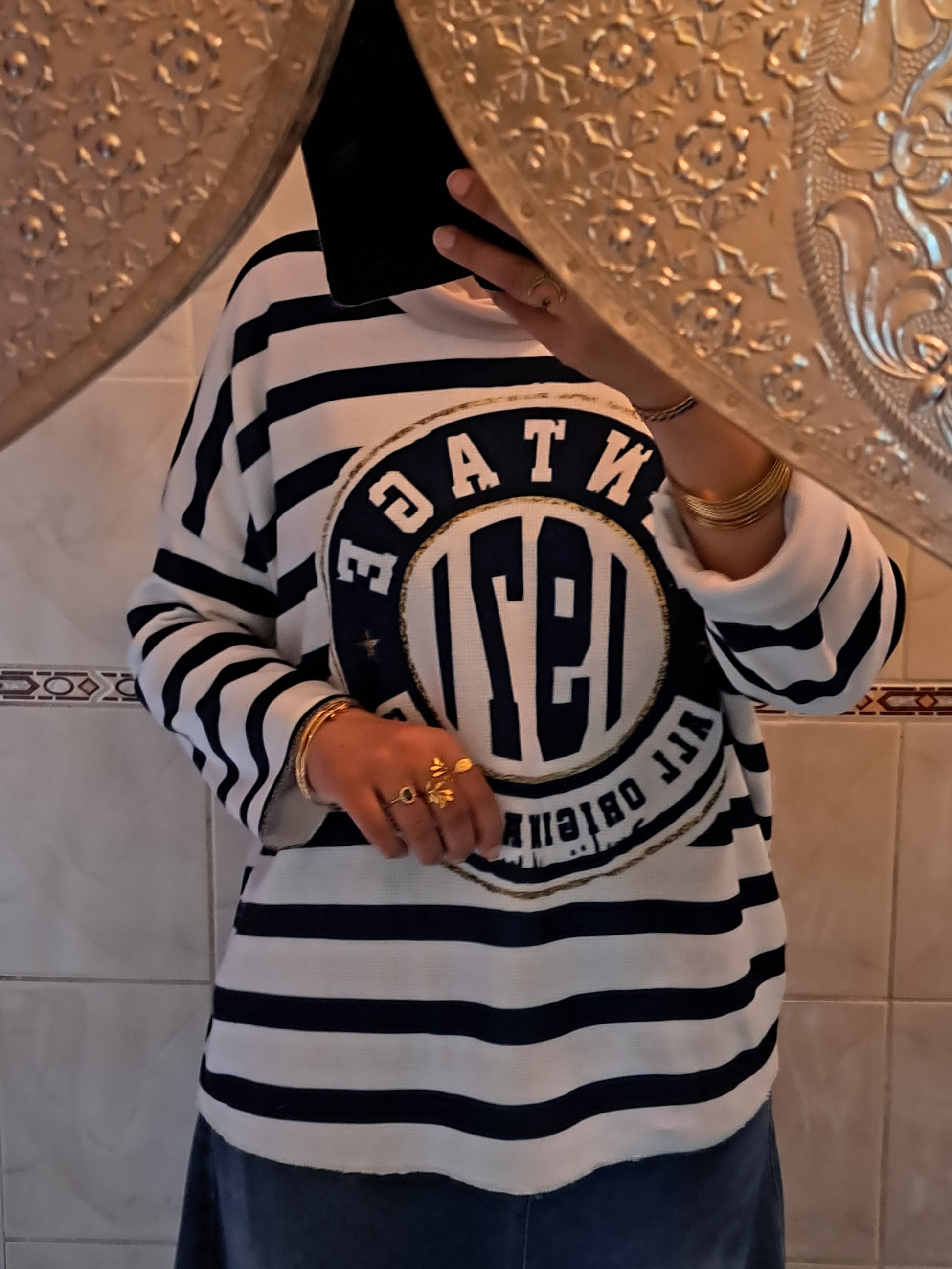 T-shirt rayé "vintage"