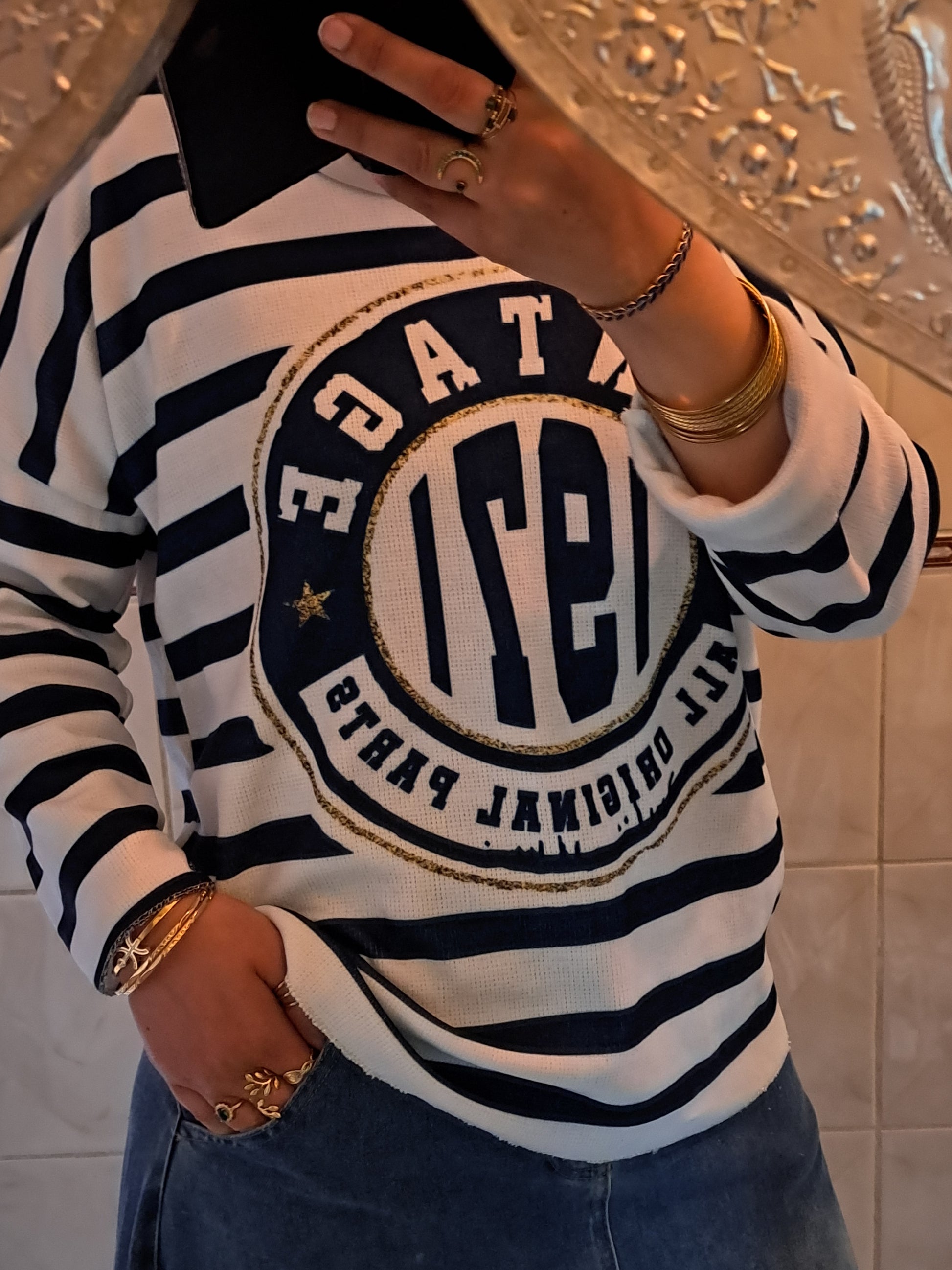 T-shirt rayé "vintage"