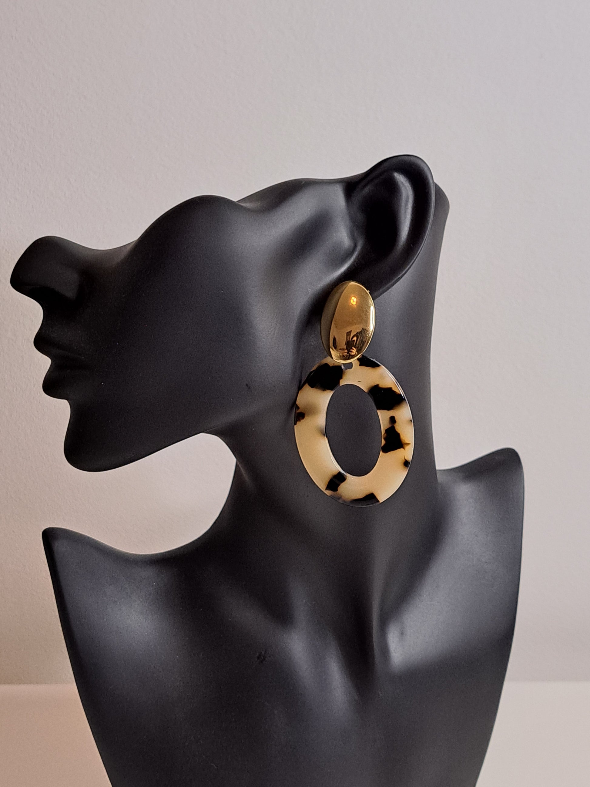 Boucles d'oreilles ovale leopard