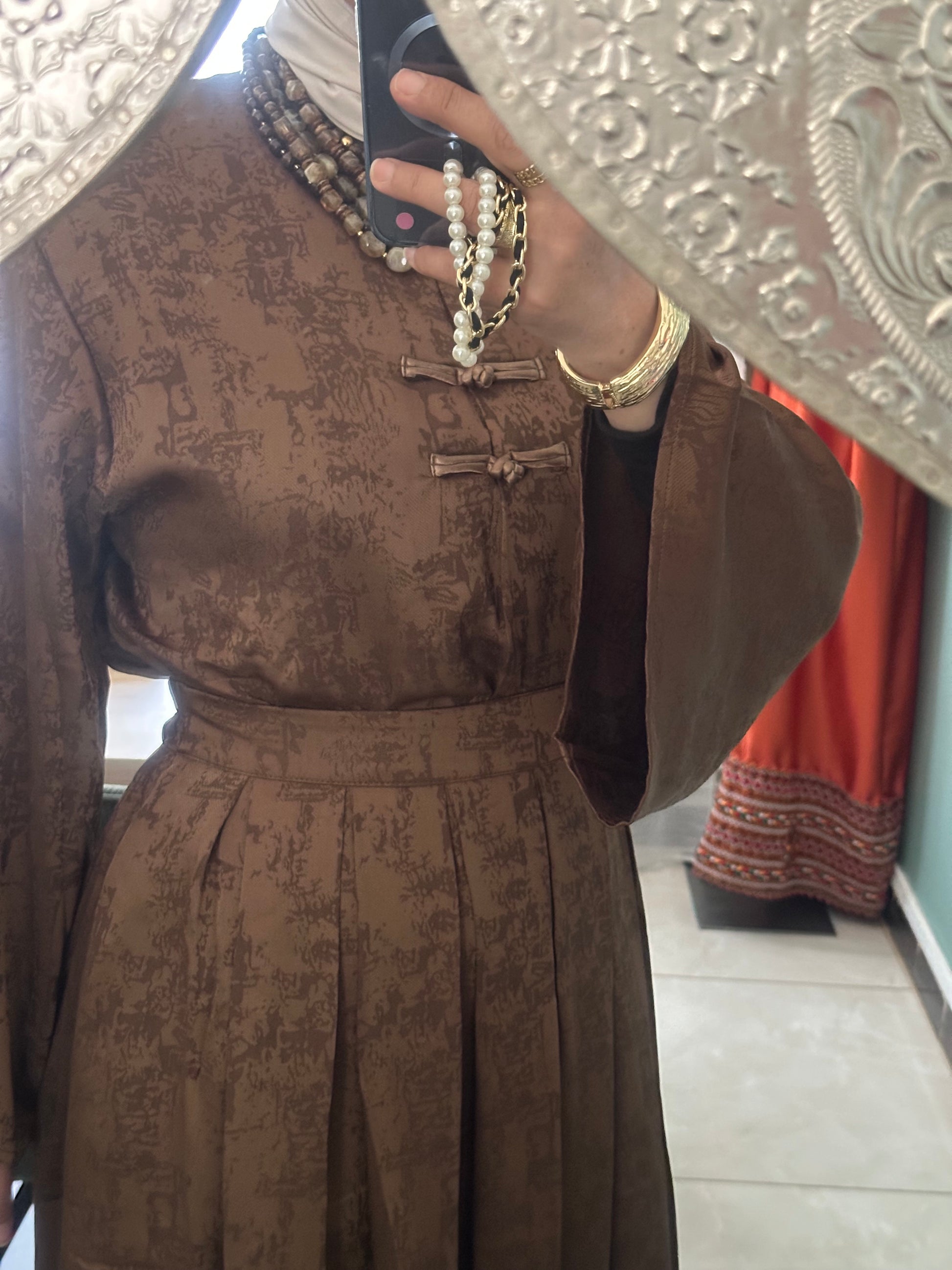 Ensemble jupe avec col mao