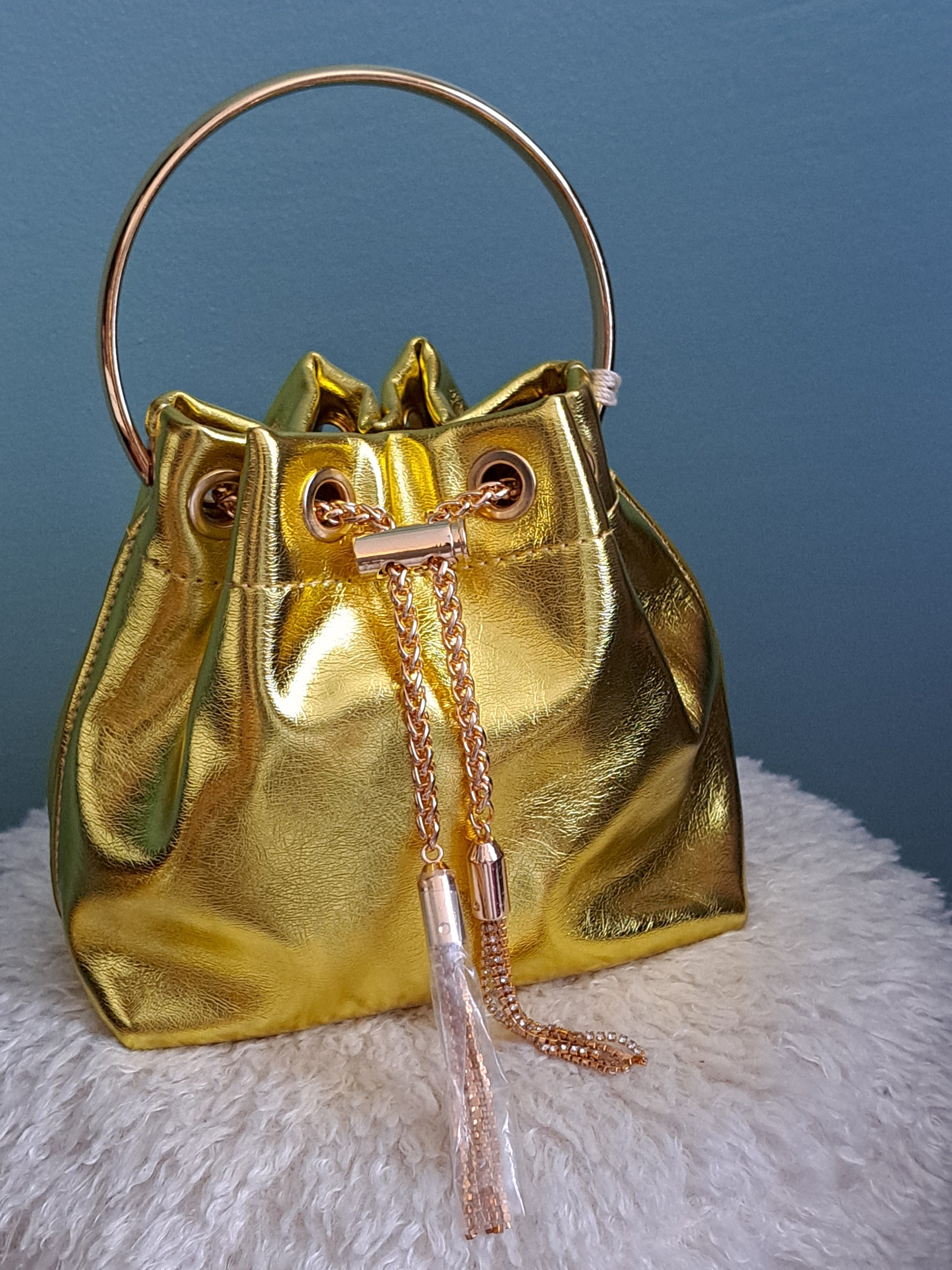mini sac seau - poignée dorée chic (bucket bag)