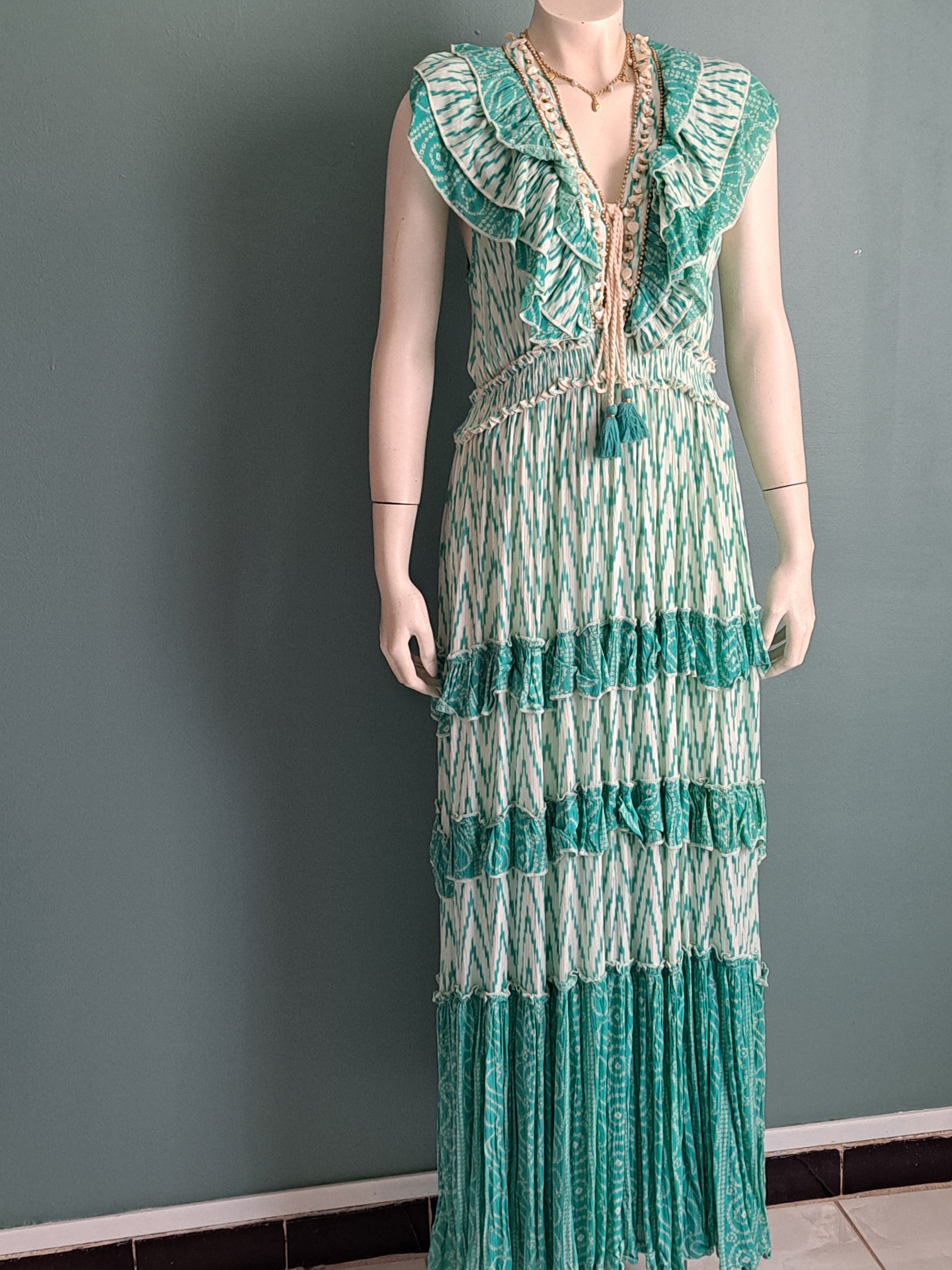 Robe longue bohème à volants