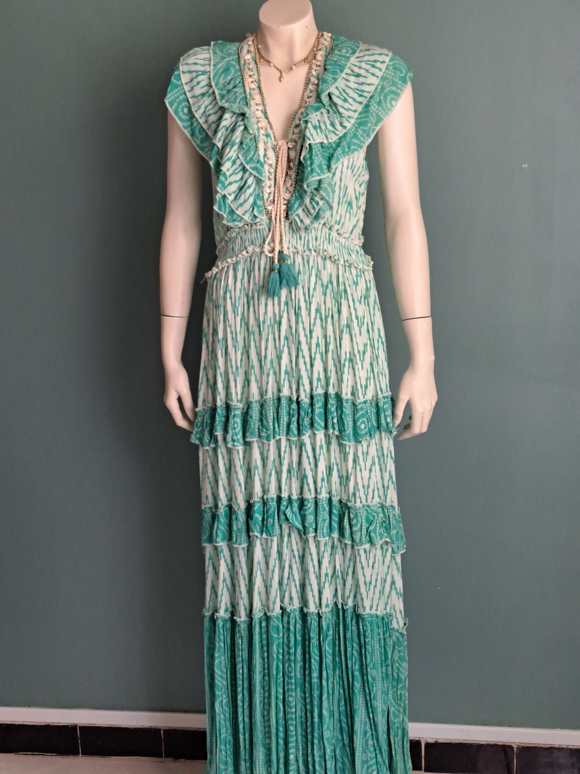 Robe longue bohème à volants