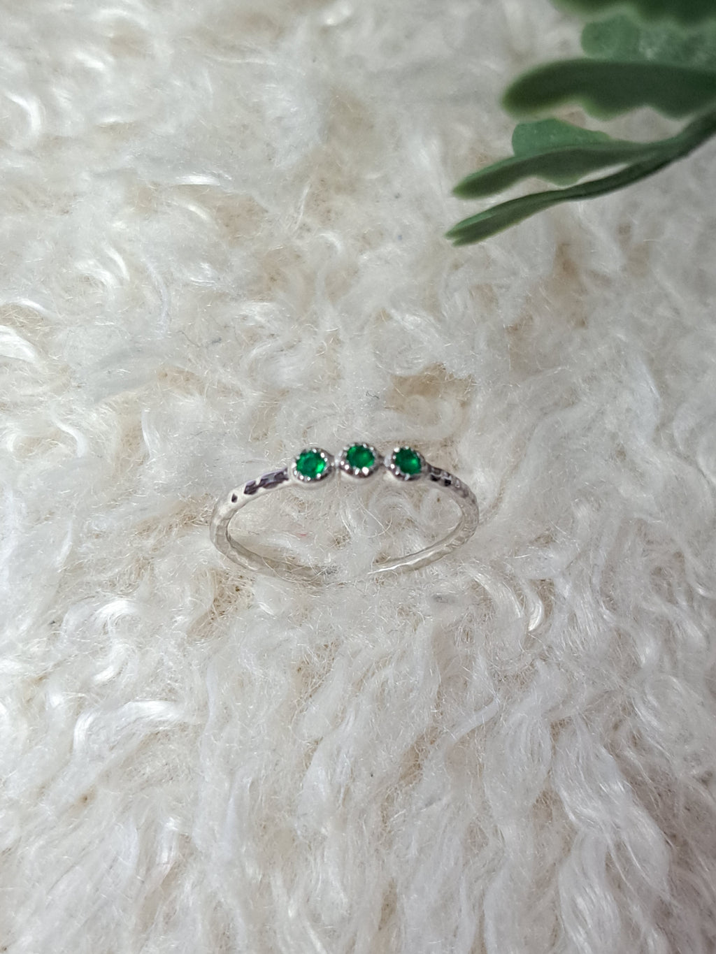 Bague multi pierre avec onyx vert naturel rond en argent